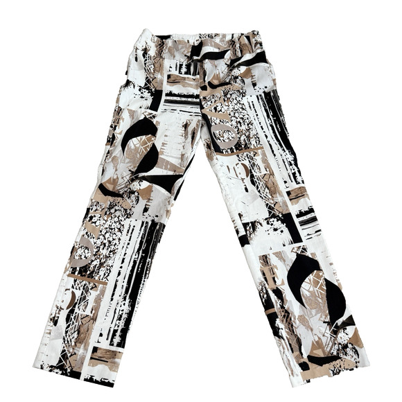 Joseph Ribkoff Vanilla/Multi Abstract Print Pull On Slim Cropped Pants Size 8 - Picture 2 of 11